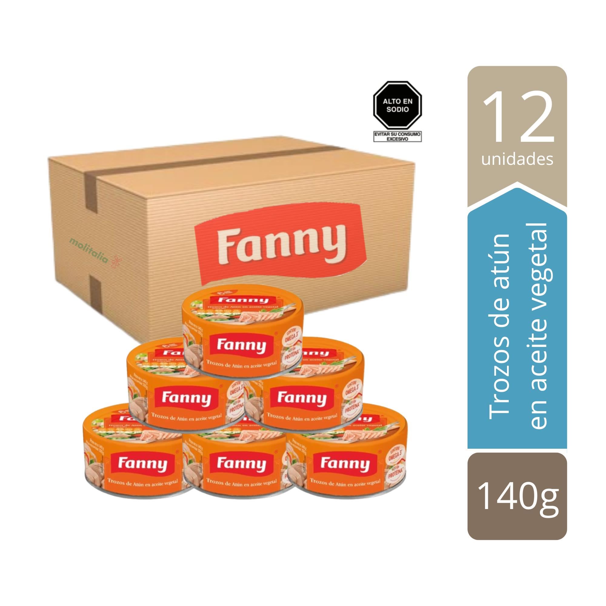 Trozos de Atún FANNY en Aceite Vegetal Lata 140 gr - Pack x 12 unids